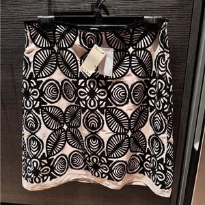 Max Studio Black and Cream Floral Mini Skirt (size 2 or 4)
